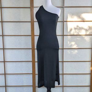 90s AMAYA ARZUAGA Viscose/Acrylic Knit One Shoulder Dress High Slit, SZ 36